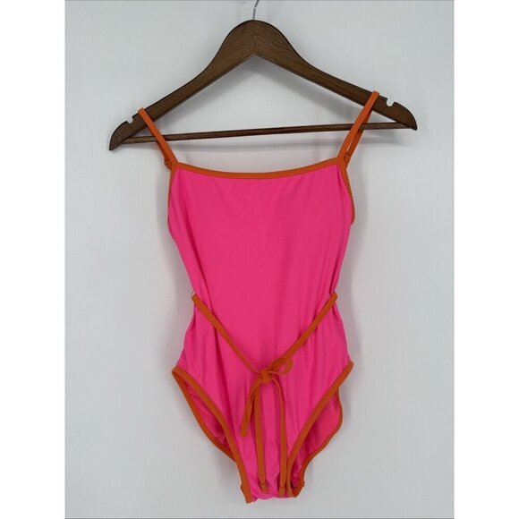 KATE SPADE Size XS Belted One Piece Swimsuit Radiant Pink Orange - Picture 4 of 9